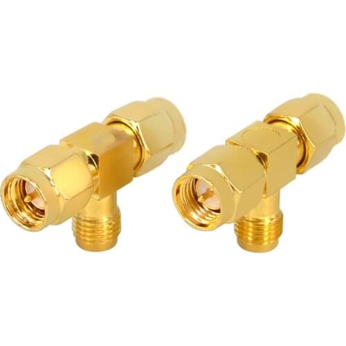 2 Pieces RF Coaxial Coax Adapter SMA Female to Two SMA male Triple T RF Adapter Connector 3 way