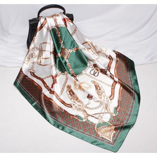 2021 New Fashion Silk Square Scarf For Women 90*90cm Neck Hair Tie Band Bag Warp Soft Neckerchief Hijab Foulard DT001