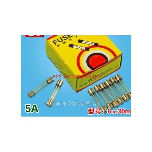 Free Shipping 100pcs/Lot Fast Blow Glass Fuse, 6mm x 30mm 250V 5A