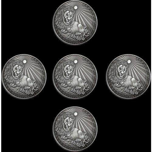 5Pcs Twelve Constellations Coin Bronze Mars Leo Token Challenge Coin Furniture Decoration Collectible Gifts