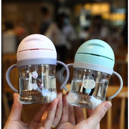 250ml Baby Feeding Cup with Straw Children Learn Feeding Drinking Bottle Kid Training Cup with Straw Cute Water Bottle for Girls