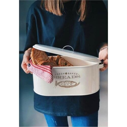 Black Metal Big Size Cap Pattern Bread Box-Bread Storage Basket-Softcover-Kitchen Arrangement