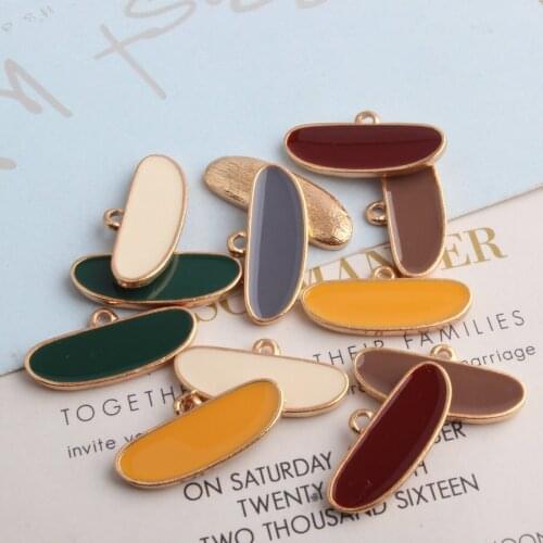 DIY Jewelry Findings Ornament Accessories 60pcs 12*26MM Gold Tone Plated Oil Drop Oval Geometric Keyring Earring Charm Pendants