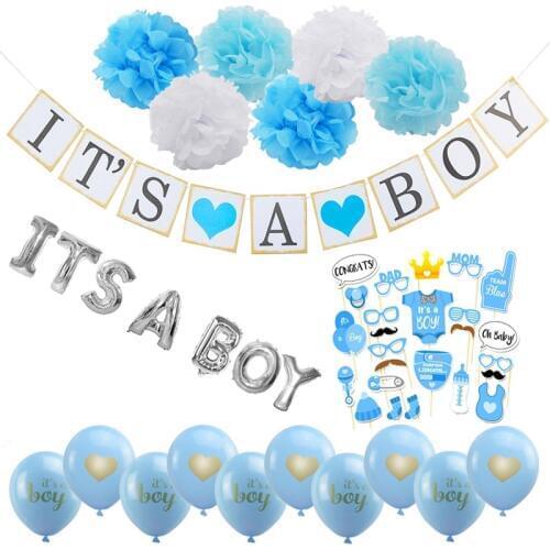 1set Baby Shower Birthday Balloons Its A Boy / Girl Letters Foil Balloon DIY Babyshower Decorations Gender Reveal Party Supplies