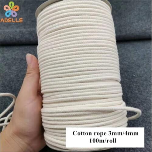 Natural Color 100% 21s Cotton Rope 3/4mm with Core Twine Sash Accessory DIY Handwork Tie Macrame Tassel Free Shipping 100m