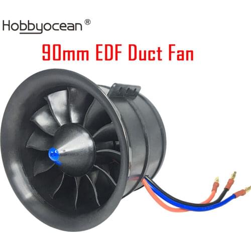 Obbyocean 90mm EDF Plane with 12 Blades Ducted Fan 6S 1450KV motor or 8S 1100KV for RC Jet Airplane