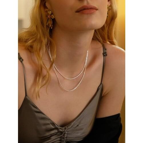 INS Italy niche design s925 silver sparkling glitter clavicle chain element chain bare chain necklace simple temperament