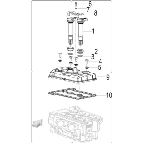 Cylinder head cover ignition coil cylinder head gasket seal washer page Of Benelli BJ500 Leoncino 500