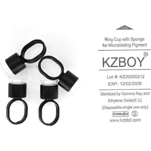 KZBOY 400Pcs/Pack Individual Packaging Tattoo Ink Ring Cups with Sponge Microblading Pigment Tattoo Tool Holder Permanent Makeup