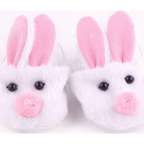 Cute White Bunny Rabbit Slipper Doll Shoes For 18 Doll 43cm Girl Toys Doll Accessories Inch And Baby Q5G2