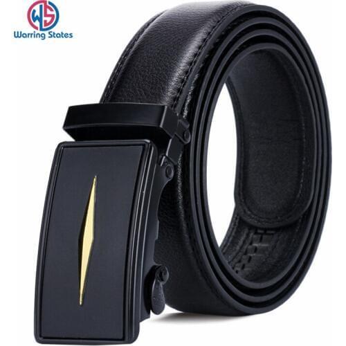 Warring States Mens Fashion Designer Popular Belt Leather Casual Luxury Business Male Belts Automatic Buckle Men Black Belt