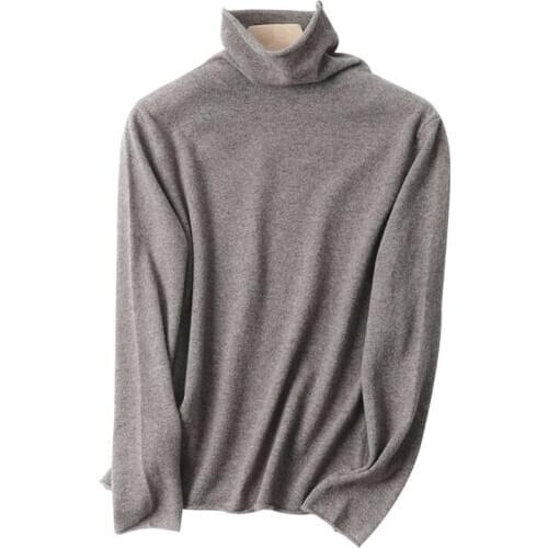 New high-quality Cashmere wool high collar shirt collar piles of winter womens long-sleeved warm solid sweater knit pullovers