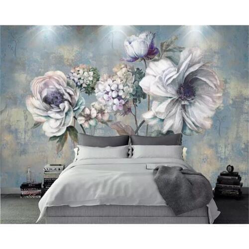 Beibehang Custom wall papers home decor formaldehyde-free personalized wallpaper Vintage flower oil painting 3d wallpaper mural