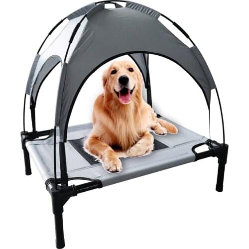 Portable Sunshade Pet Tent Elevated Dog Bed with Canopy Outdoor Pet Cot Cooling Bed for Dogs Cats Camping Beach(Size:S-XL)