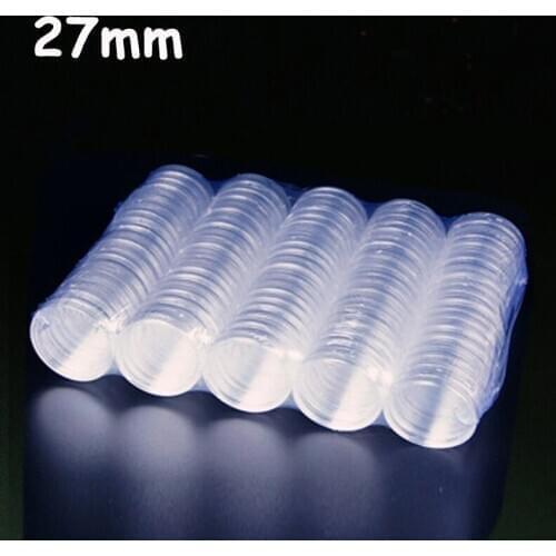 100PCS/Lot 27mm Clear Plastic Protector Capsules Containers case For Token Board Game Coin Collection Holder Boxes