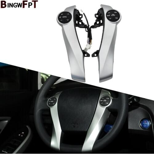 Silver steering wheel control buttons for Toyota Prius / Prius C / Aqua Car-styling