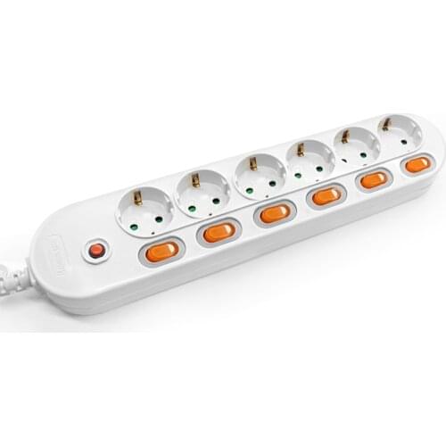 EU Power Strip EU Schuko type Sockets 1.5/2m Cable Multiple Electric Extension Socket With 2 USB Port Fast Charging