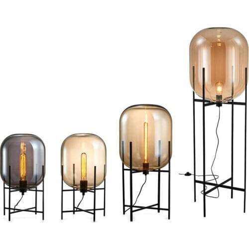 Modern Glass Tall E27 LED Standing Lamp with Stand for Hotel Bedroom Living Room Personal Office Loft Bedside Table Nordic Decor