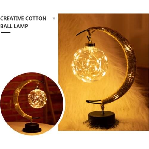 LED Night Lights Moon Sepak Takraw Sleeping Lamp Handmade Hemp Rope Wrought Iron Night Light Home Bedroom Livingroom Decoration