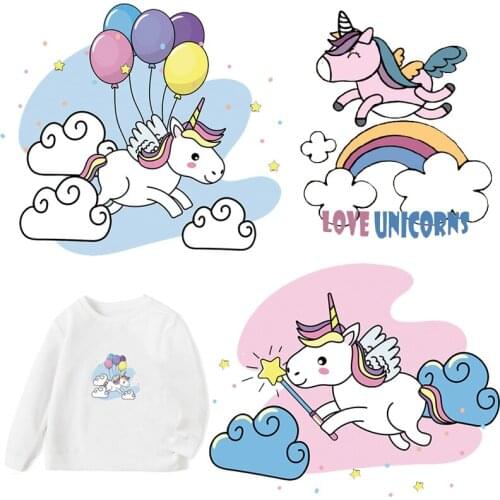 Unicorn patch parches termoadhesivos heat iron on transfer for clothing iron on patches for clothes stickers press print badges