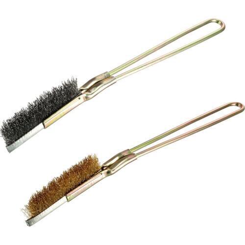 Uxcell 1/2Pcs Wire Brush Steel Hardware Metal Handle Cleaning Brush Tool for surface polishing of certain objects cleaning