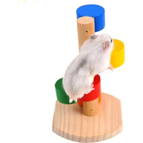 Rotating Golden Bear Hamster Stairs Wooden For Small Animals Climbing Ladder Toy Hamster Bear Small Pet Supplies Accessories