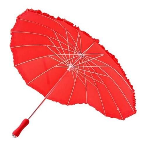 Red Heart Shape Umbrella Women Umbrellas For Valentine Wedding Party Engagement Photo Props Long Handle Unbrellas