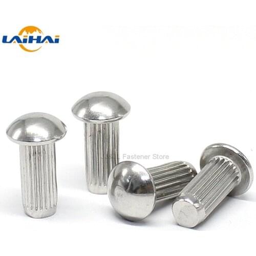 10/50pcs M2 M2.5 M3 M4 M5 304 Stainless Steel Button Round Head Knurled Shank Solid Rivet Self Plugging GB827 Diameter 2 3 4 5mm