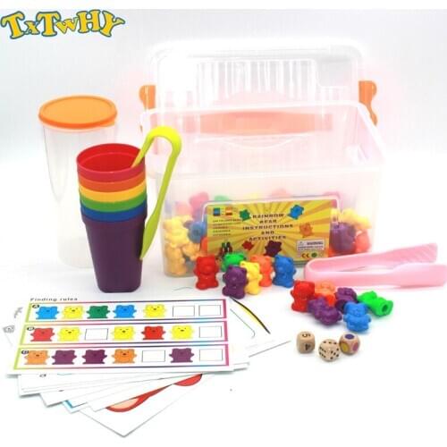 100pcs+ Rainbow Sensory Toys Counting Bears Matching Sorting Cups Baby Kids Games Learning Preschool Educational Montessori Toys