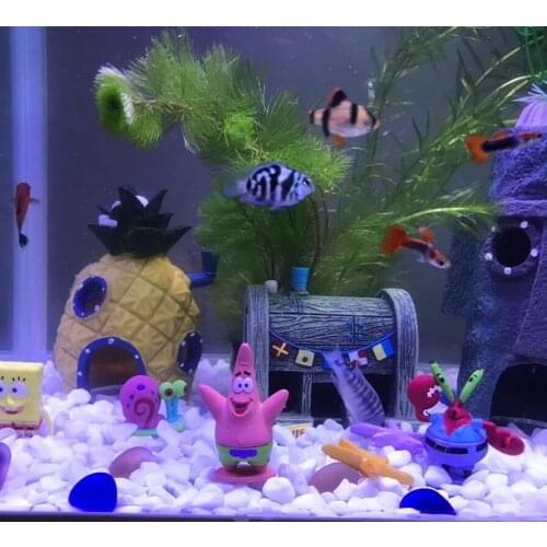 11pcs Fish Tank Decoration Fish Shrimp Dodge Burrow Cute Dolls Ornament Pineapple House Home decor Aquarium Accessories