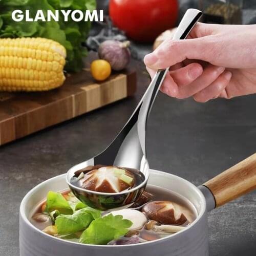 Premium 2/6PCS 304 Stainless Steel Large Capacity Soup Spoon Ladle Serving Spoon /Dinnerware Tableware Restaurant Supplies