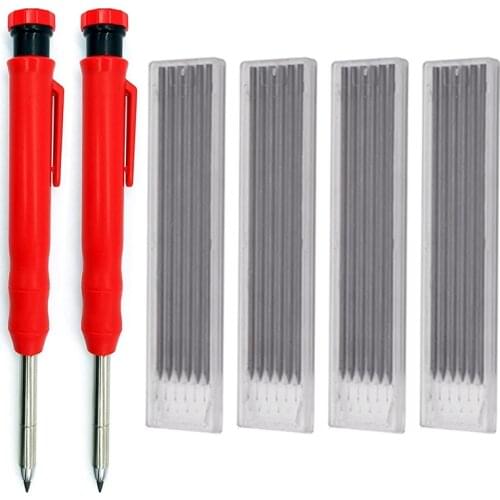 2Pcs Carpenter Pencils, Construction Pencils With Sharpener And Leads Mechanical Pencils, Pencils For Drawing, Scriber