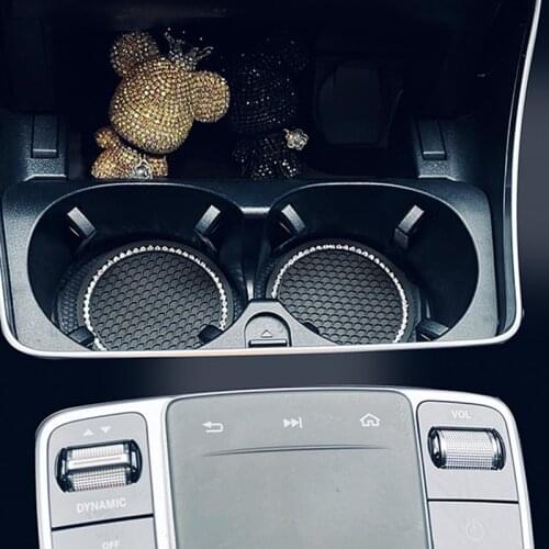 2pcs Car Universal Diamond Honeycomb Water Coaster Creative Cute Storage Mat Car Anti-slip Mat Interior for Fiat seat ibiza Mini