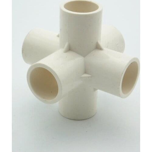 32mm ID 6 Way PVC Tube Joint Pipe Fitting Coupler Adapter Water Connector For Garden Irrigation System DIY