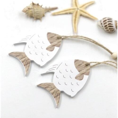 4PCS Wooden Fish Pendants Rustic Vintage Wooden Ornaments for Home Decor Kids Toys Party Decorations Wood Craft Gifts Props