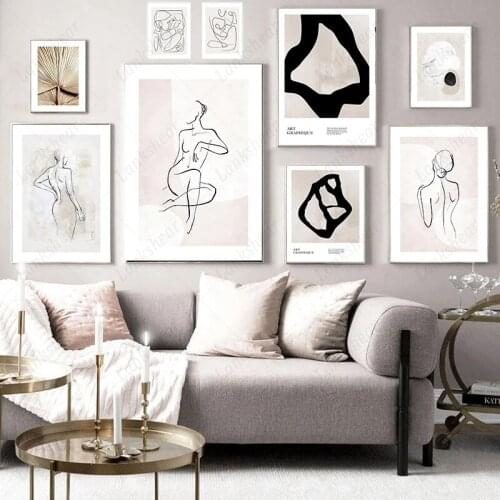 Abstract Girl Lady Figure Poster Wall Art Canvas Painting Handdrawing Line Body Art Print Home Decor Dormitory Backdrop Pictures