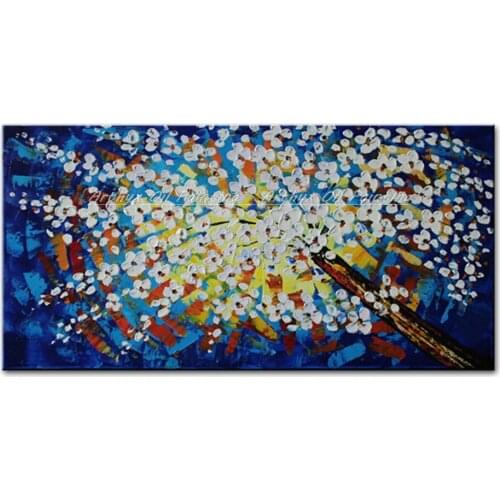 Free Shipping Hand-painted Wall Art Home Decoration Pactures Modern Abstract Tree Flower Palette Knife Oil Painting On Canvas