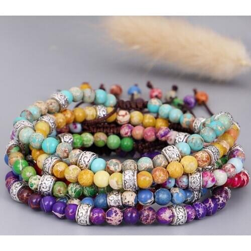 QiLuxy New Handmade Natural Stone Brads Bracelets for Women Men Boho Malachite Lapis Lazuli Healing Chram Bracelets Yoga Jewelry