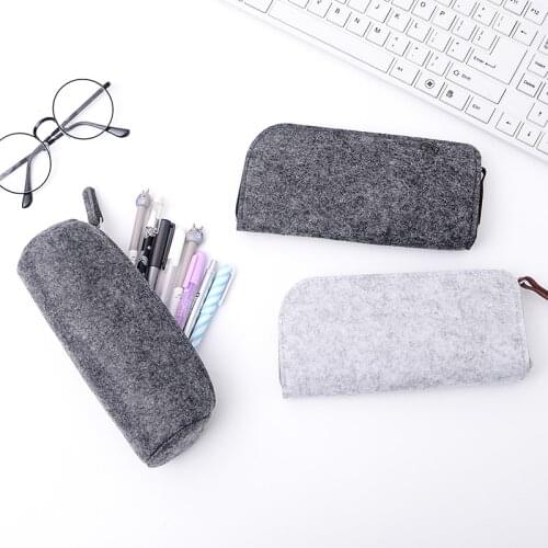 New Arrival Felt Pencil Case Simple Pen Bag Solid Color Pen Box for Kids School Stationery Supplies Gift Stationery High Quality
