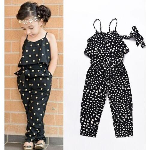 2020 girls clothes kids Girls harness heart-shaped piece clothing kids summer Jumpsuit Overall clothes BCS182