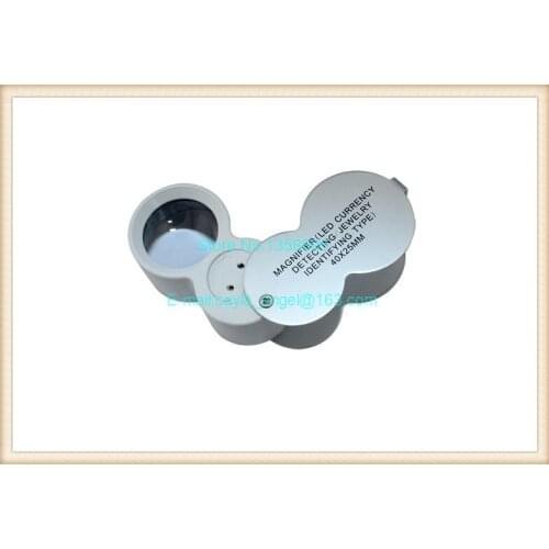 Diy Free Shipping 40X-25mm Manifying Glass LED Magnifier With Currency Detecting And Jewelry Identifying Type