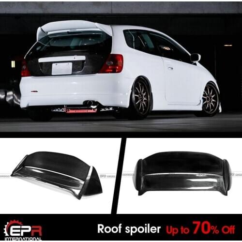 For 02-05 Honda Civic EP3 MUG Style Carbon Fiber & FRP Unpainted Hatchback Roof Wing Spoiler Exterior kits (USDM)