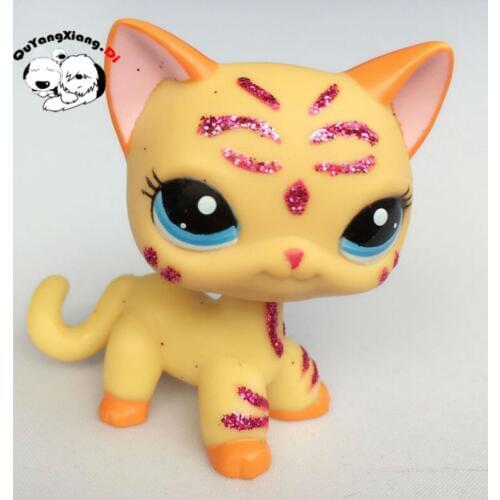 CWM009 Pet Shop Animal Short Hair Orange Yellow Gold powder Cat doll action Figure kitten