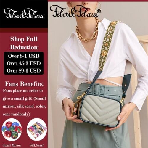 FELIX & FELICIA Brand Fashion Shoulder Bags For Women High Quality Genuine Leather Crossbody Ladies Square Design Messenger Bag