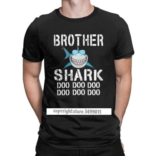 Brother Shark Doo Doo Tshirts Mens Family Fitness Tees Round Neck Cotton Clothes Funny Graphic T Shirt Harajuku