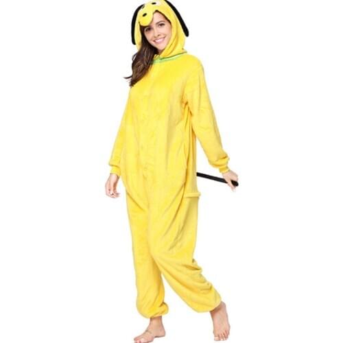 Lovely Animal Kigurumi For Adults Cartoon Onesie One-Piece Pajamas Family Party Yellow Dog Cosplay Costumes Jumpsuits Zipper