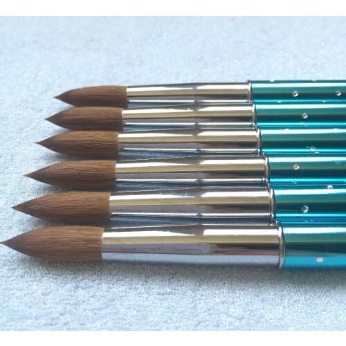 Round 10pcs 6#8#10#12#14#16#18#20#22 Kolinsky Sable Brush Acrylic Nail Art Brush Nail Art Brush Metal Crystal Acrylic Salon 2018
