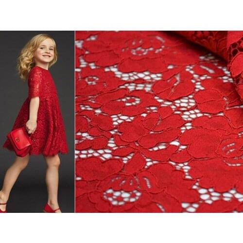 Hot style African style red Cord Chantilly French lace Bilateral eyelash edge dress lace fabric Wholesale price