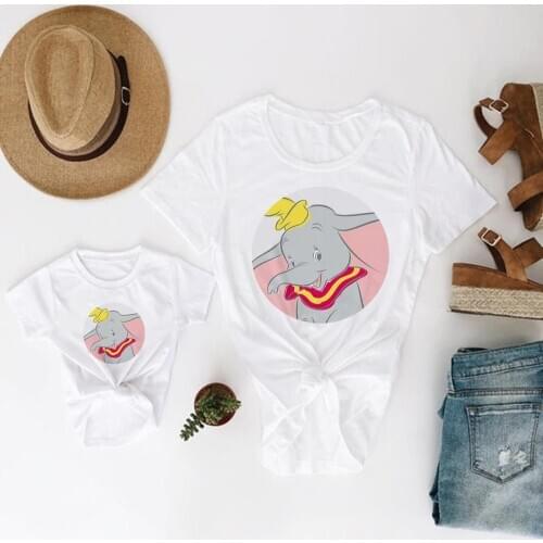 Summer Baby Girl Boy Cartoon Disney Dumbo Elephant Print Famliy Look Streetwear Kids Clothes Harajuku Funny Adult Unisex Tshirt