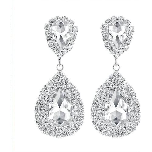 Fashion Water Droplets Pendant Shiny Rhinestone Ladies Earrings Luxury Crystal Prom Party Temperament Earrings Ear Fall Jewelry